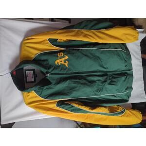 VTG Genuine Merchandise Oakland Athletics Green and Yellow Windbreaker Size L